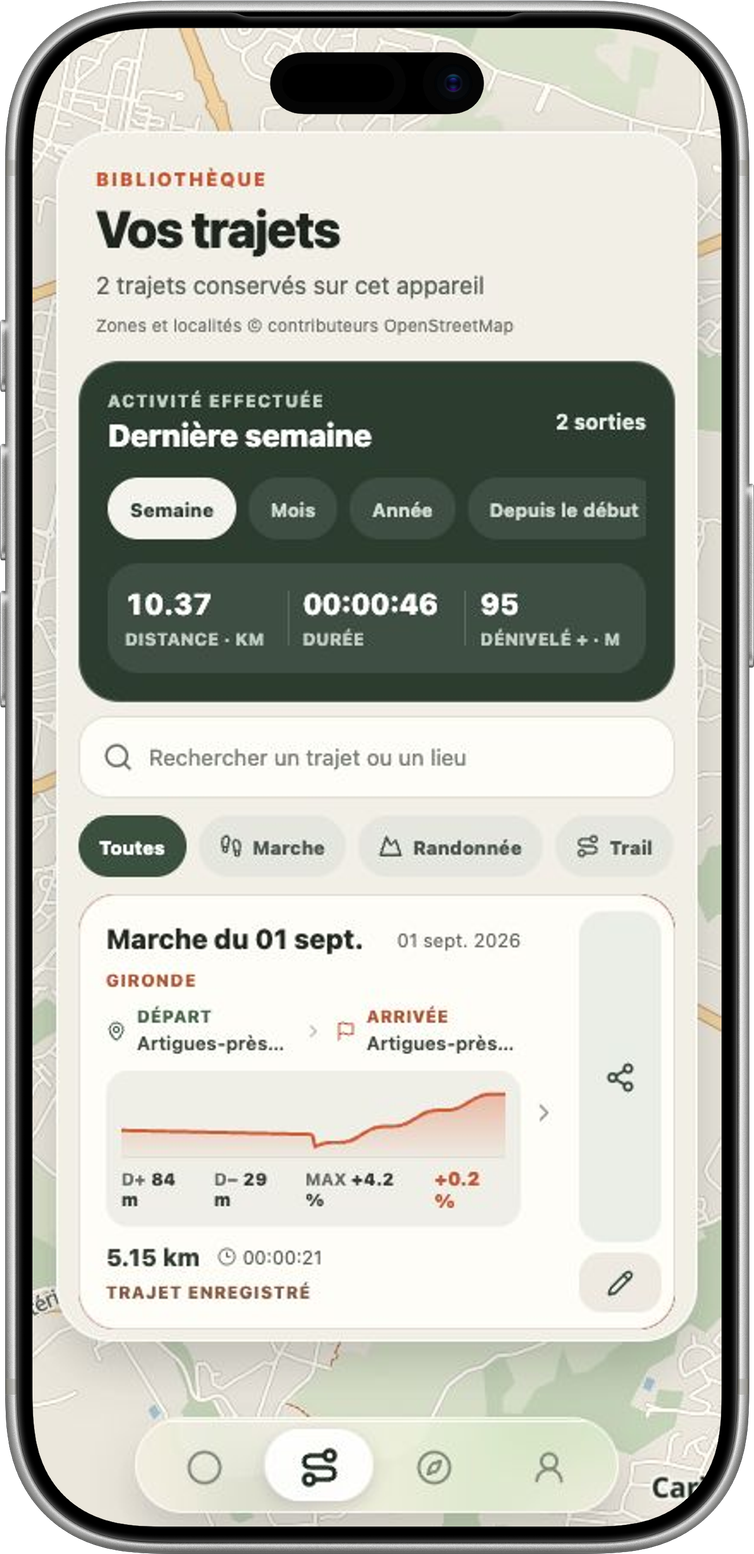 Bibliothèque réelle et statistiques de sorties Hodoa, présentées dans un iPhone 17 Pro